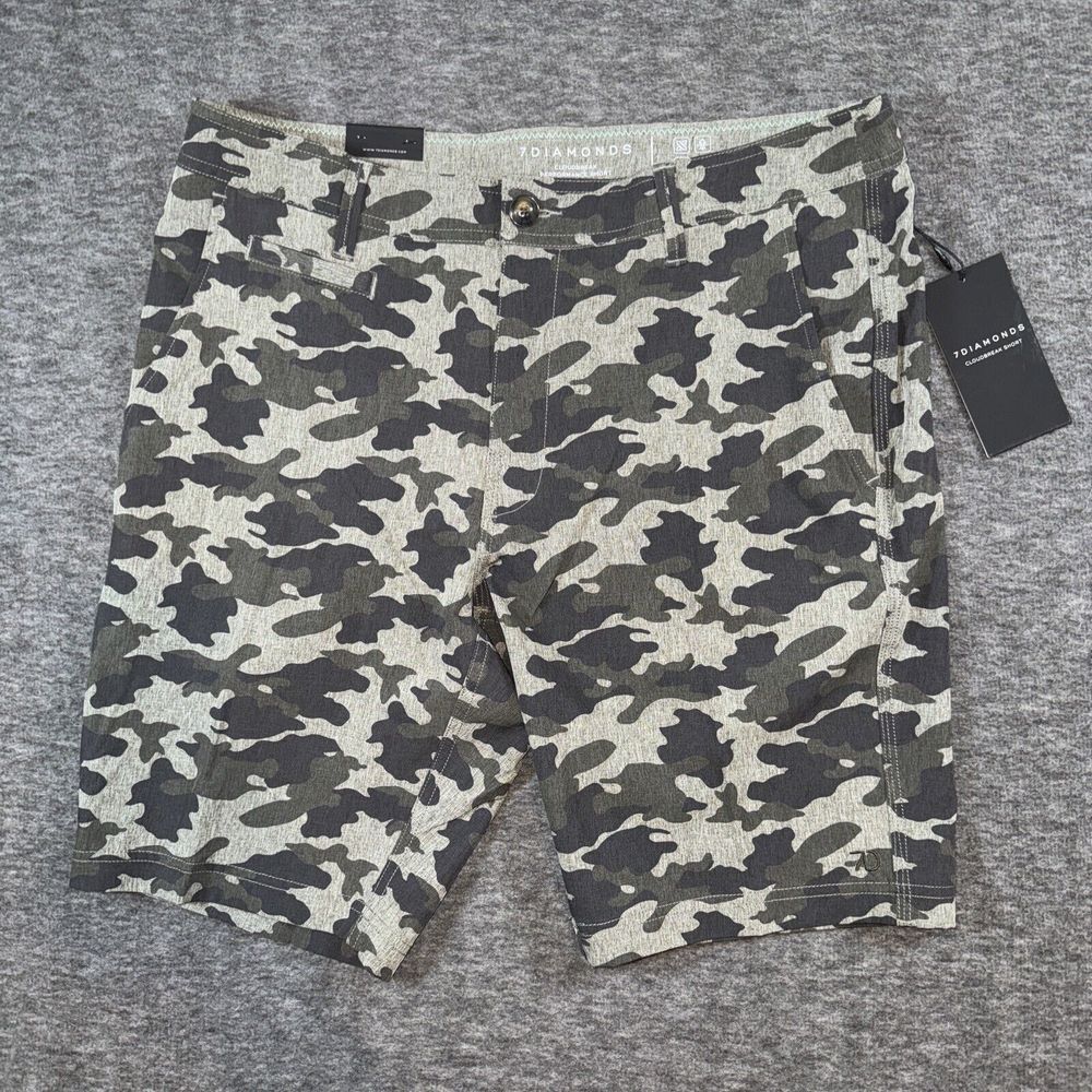 NWT 7 Diamonds Mens Cloudbreak‎ Performance Stretch Shorts Camo Wicking Sz 32